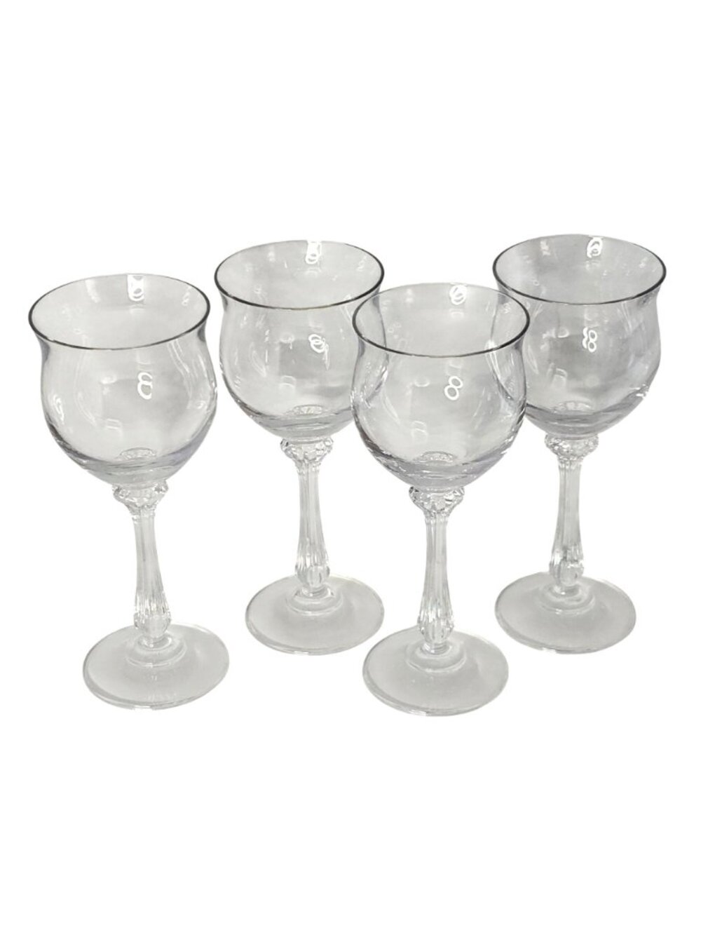 4 Mikasa Ardmore Wine Glasses 7" ribbed stem fine crystal fluted rim Germany - Picture 9 of 11